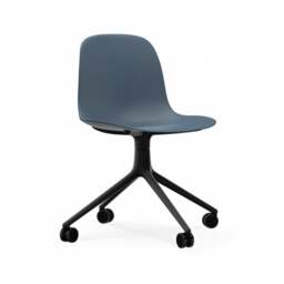 Normann Copenhagen Form Chair Swivel - 4 Wheel - Blue - Black Legs Shell Colour: Blue, Leg Colour: Black