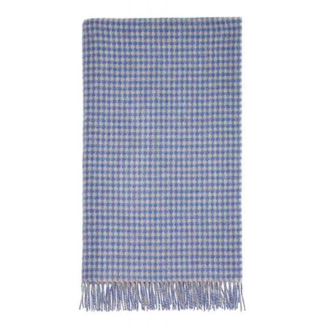 Bronte By Moon Merino Lambswool Houndstooth Throw - Blue & Natural - image 1