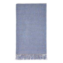 Bronte By Moon Merino Lambswool Houndstooth Throw - Blue & Natural - thumbnail 1