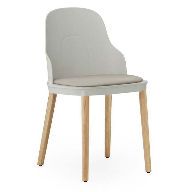 Normann Copenhagen Allez Chair - Warm Grey - Lacquered Oak Legs - Warm Grey/Ultra 41584 Leather Upholstered Seat Colour: Warm Grey, Leg Colour: Lacque - image 1
