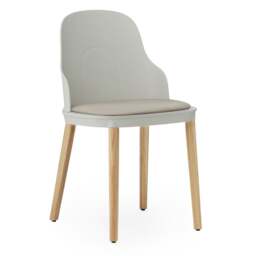 Normann Copenhagen Allez Chair - Warm Grey - Lacquered Oak Legs - Warm Grey/Ultra 41584 Leather Upholstered Seat Colour: Warm Grey, Leg Colour: Lacque - thumbnail 1