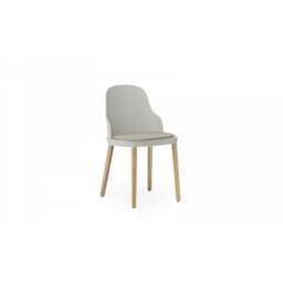 Normann Copenhagen Allez Chair - Warm Grey - Lacquered Oak Legs - Warm Grey/Ultra 41584 Leather Upholstered Seat Colour: Warm Grey, Leg Colour: Lacque - thumbnail 2
