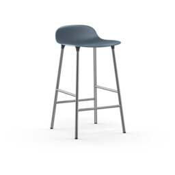 Normann Copenhagen Form Barstool - 65cm - Blue - Chrome Legs Shell Colour: Blue, Leg Colour: Chrome