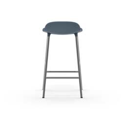 Normann Copenhagen Form Barstool - 65cm - Blue - Chrome Legs Shell Colour: Blue, Leg Colour: Chrome - thumbnail 4