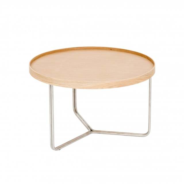 Wireworks DT66 Round Coffee Side Table - Oak - image 1