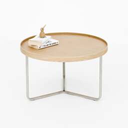 Wireworks DT66 Round Coffee Side Table - Oak - thumbnail 5
