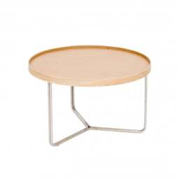 Wireworks DT66 Round Coffee Side Table - Oak - thumbnail 1