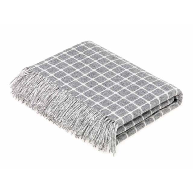 Bronte By Moon Merino Lambswool Throw - Athens Check - Grey