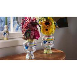 Bjorn Wiinblad Lady with Hat Vase - H 24.5cm - Green - thumbnail 7