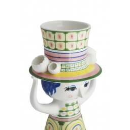 Bjorn Wiinblad Lady with Hat Vase - H 24.5cm - Green - thumbnail 5