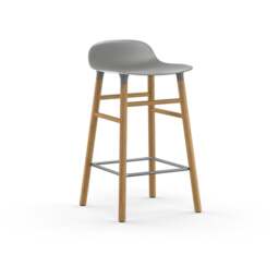Normann Copenhagen Form Barstool - Wood - 65cm - Grey - Oak Legs Shell Colour: Grey, Leg Colour: Oak - thumbnail 1