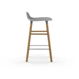 Normann Copenhagen Form Barstool - Wood - 65cm - Grey - Oak Legs Shell Colour: Grey, Leg Colour: Oak - thumbnail 3