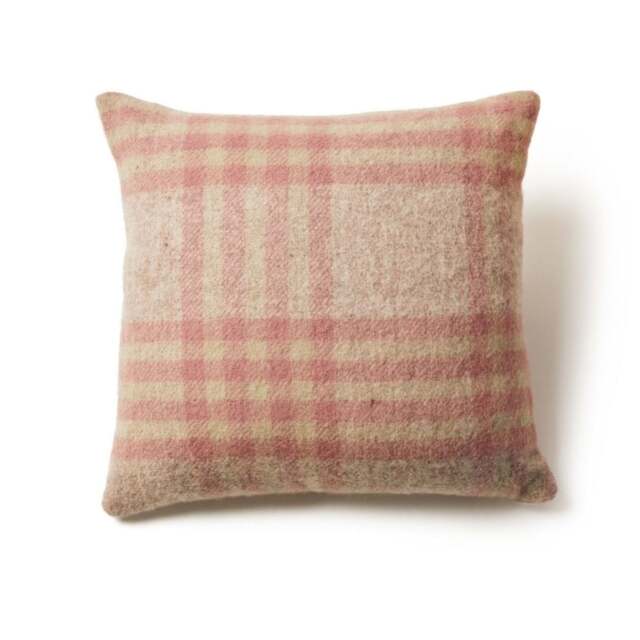 Tweedmill Textiles Pure New Wool Cushion - Hex Check - Dusky Pink - 50cm x 50cm - image 1