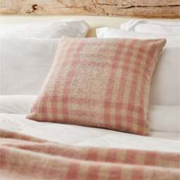 Tweedmill Textiles Pure New Wool Cushion - Hex Check - Dusky Pink - 50cm x 50cm - thumbnail 2