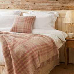 Tweedmill Textiles Pure New Wool Cushion - Hex Check - Dusky Pink - 50cm x 50cm - thumbnail 3