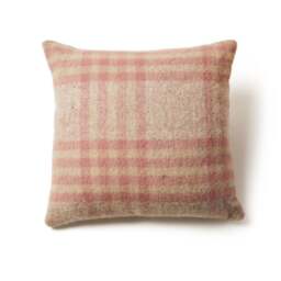 Tweedmill Textiles Pure New Wool Cushion - Hex Check - Dusky Pink - 50cm x 50cm - thumbnail 1