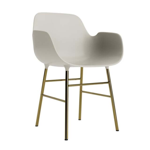 Normann Copenhagen Form Armchair - Light Grey - Brass Legs Shell Colour: Light Grey, Leg Colour: Brass - image 1