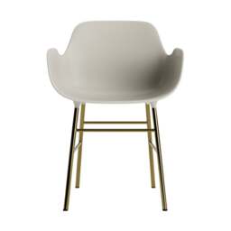 Normann Copenhagen Form Armchair - Light Grey - Brass Legs Shell Colour: Light Grey, Leg Colour: Brass - thumbnail 2