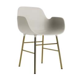 Normann Copenhagen Form Armchair - Light Grey - Brass Legs Shell Colour: Light Grey, Leg Colour: Brass - thumbnail 1