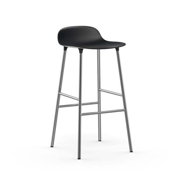 Normann Copenhagen Form Barstool - 75cm - 65cm Black - Chrome Legs Shell Colour: Black, Leg Colour: Chrome - image 1