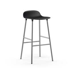Normann Copenhagen Form Barstool - 75cm - 65cm Black - Chrome Legs Shell Colour: Black, Leg Colour: Chrome - thumbnail 1