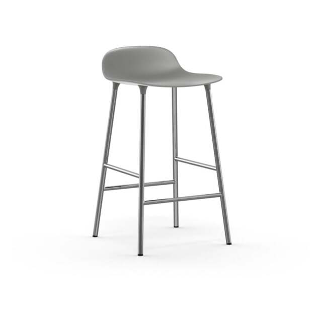 Normann Copenhagen Form Barstool - 65cm - Grey - Chrome Legs Shell Colour: Grey, Leg Colour: Chrome - image 1