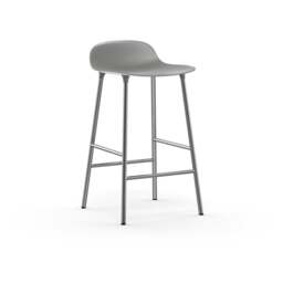 Normann Copenhagen Form Barstool - 65cm - Grey - Chrome Legs Shell Colour: Grey, Leg Colour: Chrome - thumbnail 1