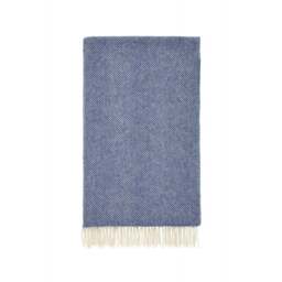 Bronte By Moon Pure New Wool Herringbone Throw - Blueberry
