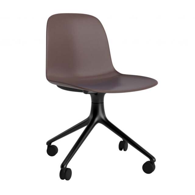Normann Copenhagen Form Chair Swivel - 4 Wheel - Brown - Black Legs Shell Colour: Brown, Leg Colour: Black - image 1