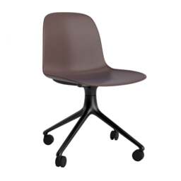 Normann Copenhagen Form Chair Swivel - 4 Wheel - Brown - Black Legs Shell Colour: Brown, Leg Colour: Black