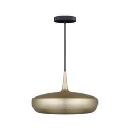 Umage Clava Dine Pendant Light - Brushed Brass with Black Rosette Cord Set With or Without Cord Set: With Black Rosette Cord Set