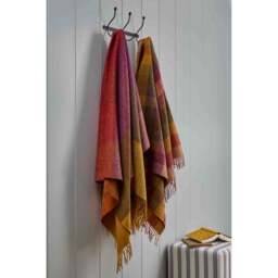 Bronte By Moon Pure New Wool Harlequin Check Throw - Autumn - thumbnail 3