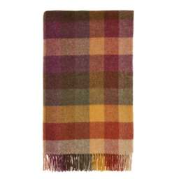 Bronte By Moon Pure New Wool Harlequin Check Throw - Autumn - thumbnail 1