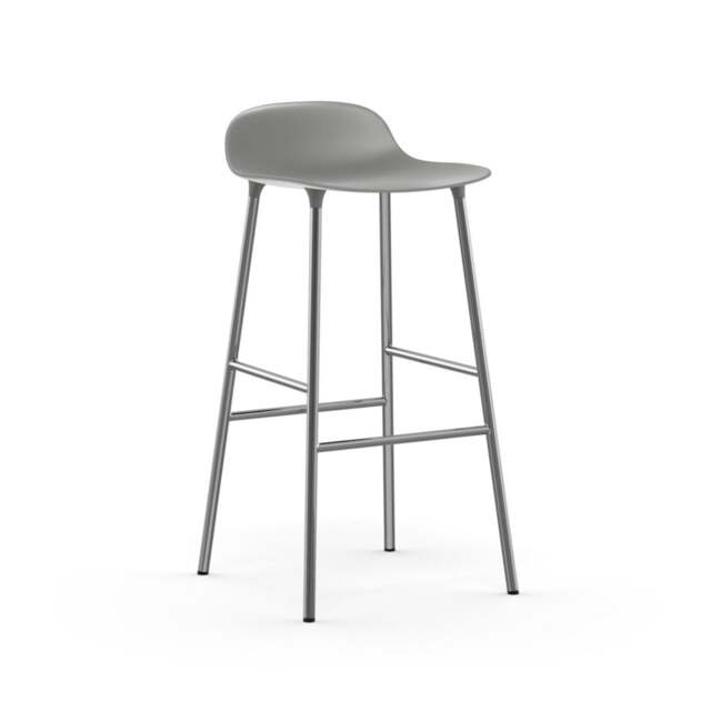 Normann Copenhagen Form Barstool - 75cm - Grey - Chrome Legs Shell Colour: Grey, Leg Colour: Chrome - image 1