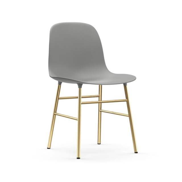 Normann Copenhagen Form Chair - Grey - Brass Legs Shell Colour: Grey, Leg Colour: Brass - image 1