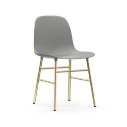 Normann Copenhagen Form Chair - Grey - Brass Legs Shell Colour: Grey, Leg Colour: Brass