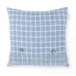 Bronte By Moon Luxury Athens Check Merino Lambswool Cushion - Aqua