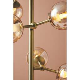 Halo Design Atom 6 Light Floor Lamp - H160cm - O37cm - Antique Brass / Amber Glass Colour: Antique Brass / Amber Glass - thumbnail 4
