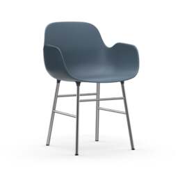 Normann Copenhagen Form Armchair - Blue - Chrome Legs Shell Colour: Blue, Leg Colour: Chrome