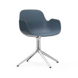 Normann Copenhagen Form Armchair Swivel - 4 Leg - Blue - Aluminium Legs Shell Colour: Blue, Leg Colour: Aluminium