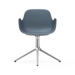 Normann Copenhagen Form Armchair Swivel - 4 Leg - Blue - Aluminium Legs Shell Colour: Blue, Leg Colour: Aluminium - thumbnail 2