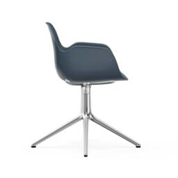 Normann Copenhagen Form Armchair Swivel - 4 Leg - Blue - Aluminium Legs Shell Colour: Blue, Leg Colour: Aluminium - thumbnail 3