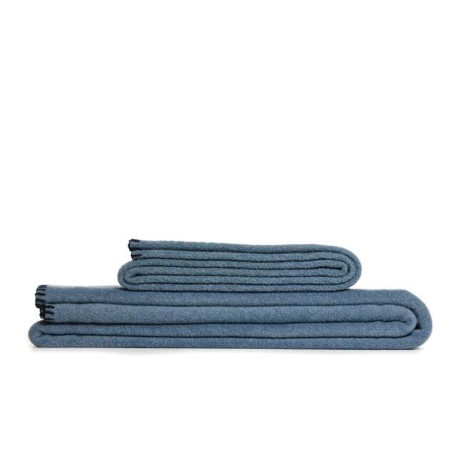 Tweedmill Textiles Plain Fleece Throw with Blanket Stitch - Denim - Large Colour: Denim, Size: Large 145x200cm