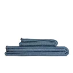 Tweedmill Textiles Plain Fleece Throw with Blanket Stitch - Denim - Large Colour: Denim, Size: Large 145x200cm