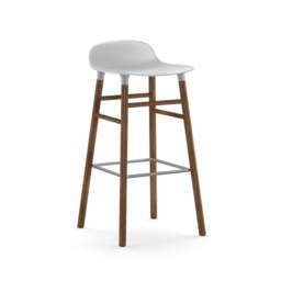 Normann Copenhagen Form Barstool - Wood - 75cm - White - Walnut Legs Shell Colour: White, Leg Colour: Walnut