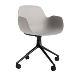 Normann Copenhagen Form Armchair Swivel - 4 Wheel - Warm Grey - Black Legs Shell Colour: Warm Grey, Leg Colour: Black