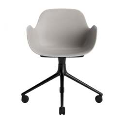 Normann Copenhagen Form Armchair Swivel - 4 Wheel - Warm Grey - Black Legs Shell Colour: Warm Grey, Leg Colour: Black - thumbnail 2