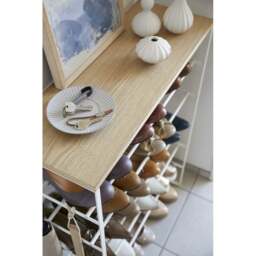 Yamazaki 6-Tiered Tower Shoe Rack with Wooden Top Board - White - thumbnail 4
