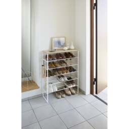 Yamazaki 6-Tiered Tower Shoe Rack with Wooden Top Board - White - thumbnail 6