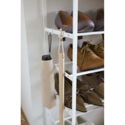Yamazaki 6-Tiered Tower Shoe Rack with Wooden Top Board - White - thumbnail 3